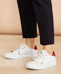 Brooks Brothers Women Ruffle-Trim Color-Block Leather Low-Top Sneakers