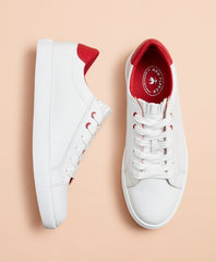 Brooks Brothers Women Ruffle-Trim Color-Block Leather Low-Top Sneakers