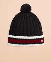 Brooks Brothers Women Striped Cable-Knit Wool-Cotton Hat