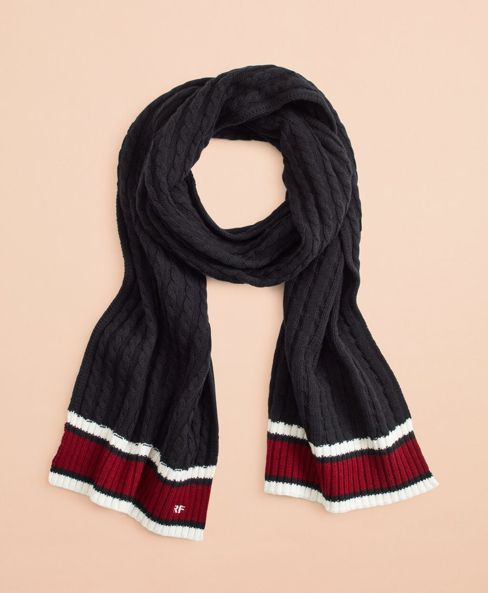 Brooks Brothers Women Striped Cable-Knit Wool-Cotton Scarf