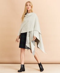 Brooks Brothers Women Logo-Pattern Wool-Blend Ruana