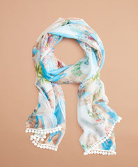 Brooks Brothers Women Tropical-Print Cotton-Silk Oblong Scarf