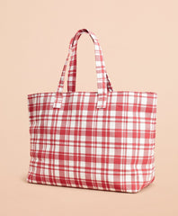 Brooks Brothers Women Plaid Canvas Tote Bag