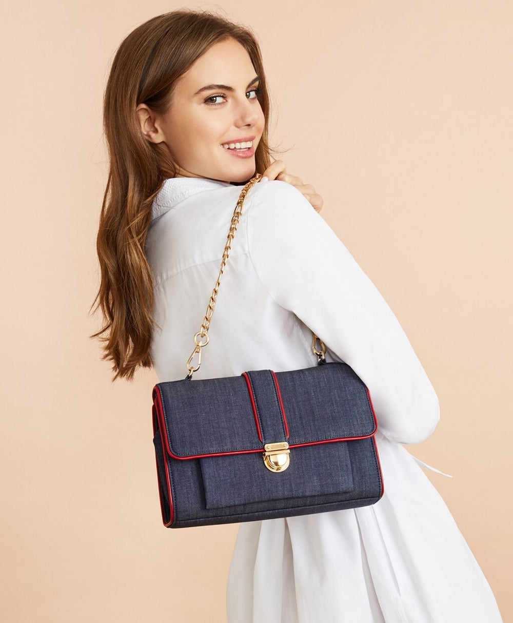 Brooks Brothers Women Denim Chain-Strap Shoulder Bag
