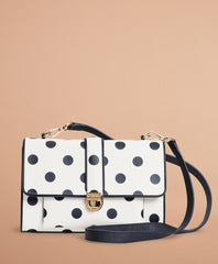 Brooks Brothers Women Polka-Dot Saffiano Leather Shoulder Bag