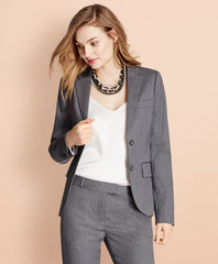 Brooks Brothers Women Pinstripe Stretch Wool Two-Button Jacket