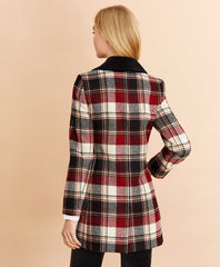 Brooks Brothers Women Plaid Wool Twill Long Jacket