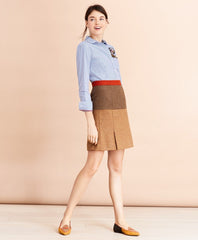 Brooks Brothers Women Patchwork Wool Tweed Skirt