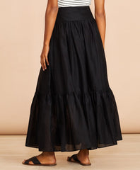 Brooks Brothers Women Flounced Cotton Maxi Skirt
