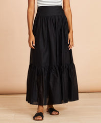 Brooks Brothers Women Flounced Cotton Maxi Skirt