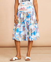 Brooks Brothers Women Costal-Print Cotton Midi Skirt