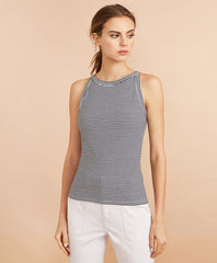 Brooks Brothers Women Striped Rib-Knit Tank Top