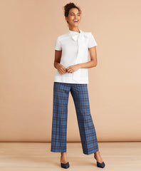 Brooks Brothers Women Tartan Wool Cropped Wide-Leg Pants