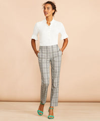 Brooks Brothers Women Tartan Stretch-Cotton-Blend Cropped Pants