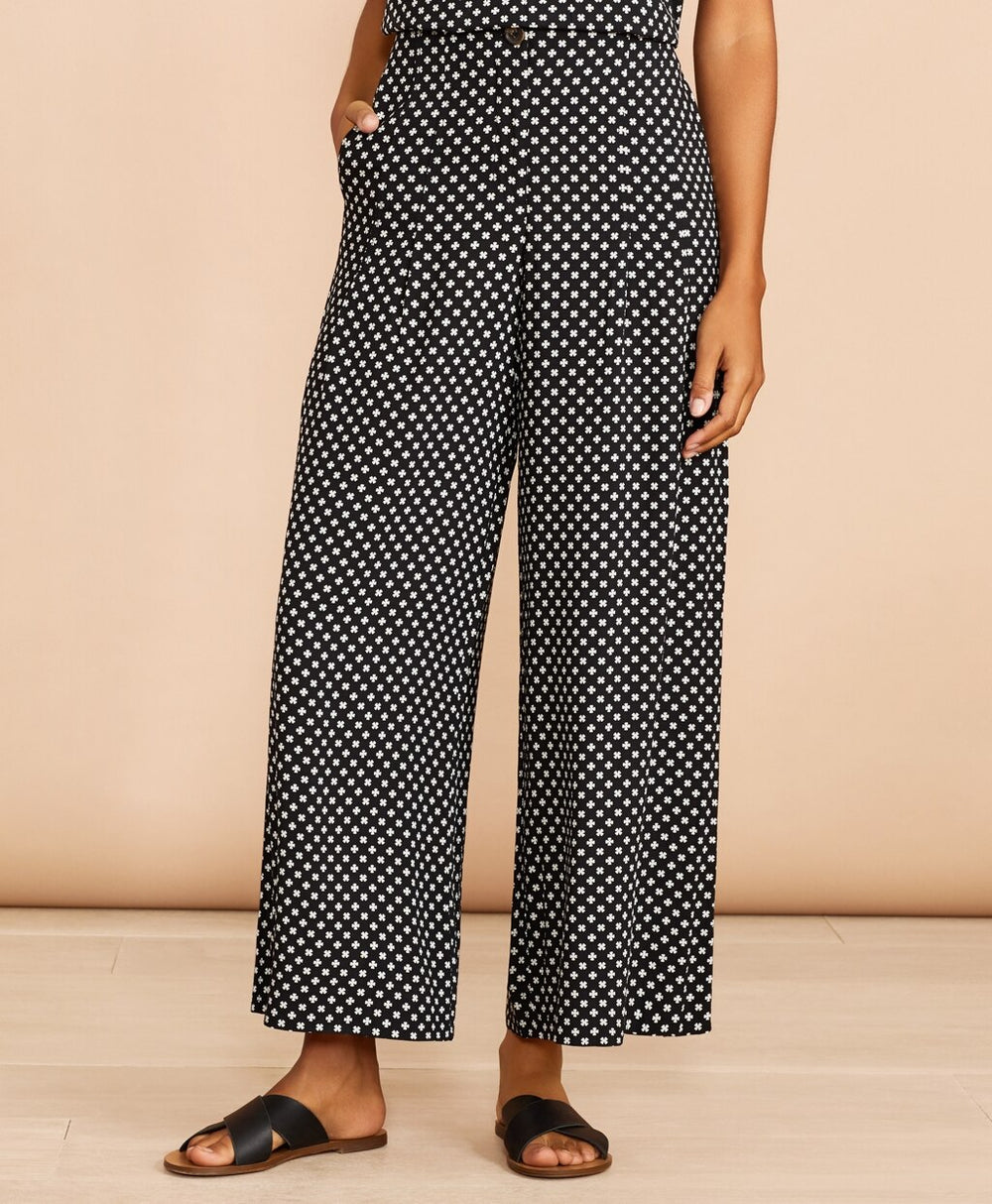 Brooks Brothers Women Floral-Print Pleat-Front Cropped Wide-Leg Pants