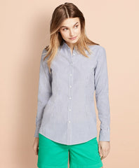 Brooks Brothers Women Striped Stretch Cotton Poplin Shirt