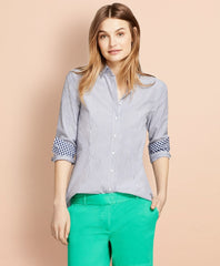 Brooks Brothers Women Striped Stretch Cotton Poplin Shirt