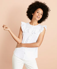 Brooks Brothers Women Ruffle-Trimmed Poplin Blouse