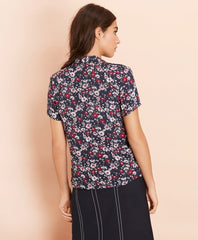 Brooks Brothers Women Floral-Print Crepe Tie-Neck Blouse