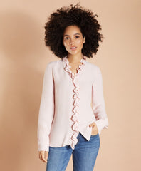 Brooks Brothers Women Ruffled Crepe Blouse