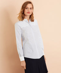 Brooks Brothers Women Lace-Yoke Striped Cotton Poplin Shirt