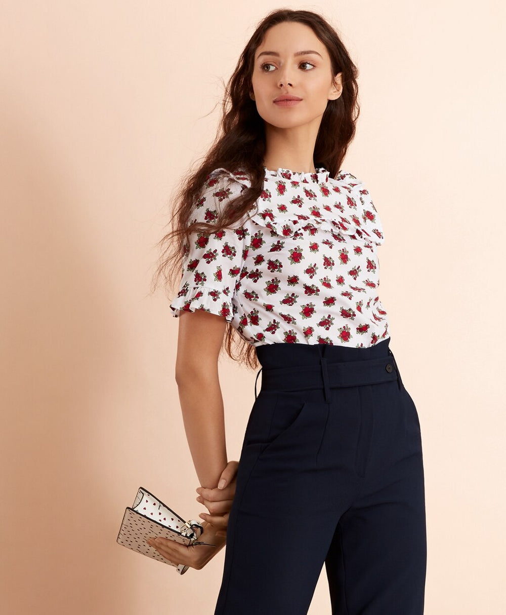Brooks Brothers Women Floral-Print Cotton Sateen Blouse