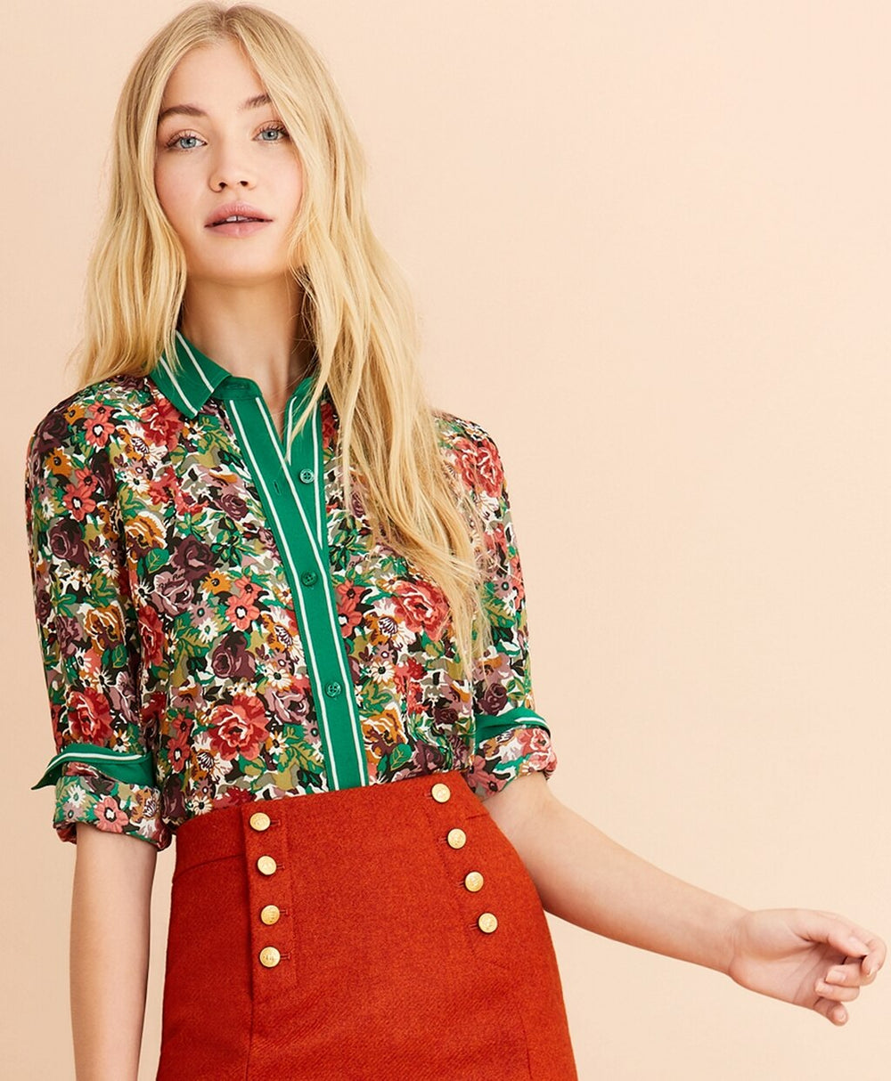 Brooks Brothers Women Floral-Print Crepe Blouse