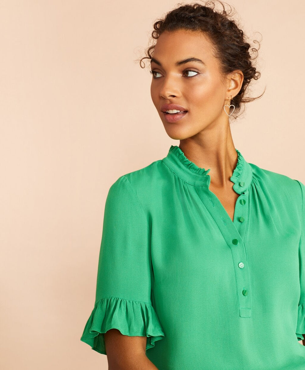Brooks Brothers Women Crepe Ruffled Blouse