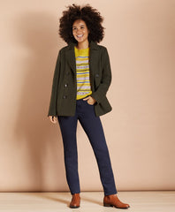 Brooks Brothers Women Wool-Blend Double-Knit Jersey Peacoat