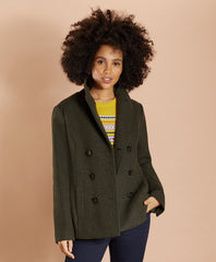 Brooks Brothers Women Wool-Blend Double-Knit Jersey Peacoat