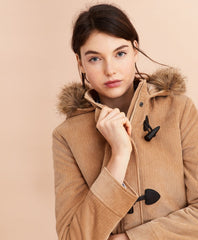 Brooks Brothers Women Water-Repellent Cotton Corduroy Duffle Coat