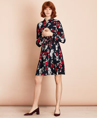 Brooks Brothers Women Floral-Print Crepe Shirt Dress