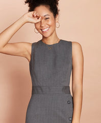 Brooks Brothers Women Pinstripe Stretch-Wool Button-Slit Sheath Dress