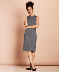 Brooks Brothers Women Pinstripe Stretch-Wool Button-Slit Sheath Dress