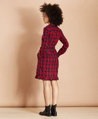 Brooks Brothers Women Plaid Cotton Brushed Twill Shirt Dress