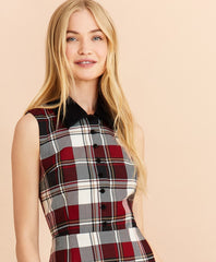 Brooks Brothers Women Velvet-Trimmed Plaid Wool-Blend Shirt Dress