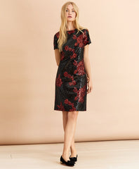 Brooks Brothers Women Floral Sequined Shift Dress