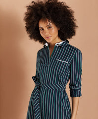 Brooks Brothers Women Striped Cotton Dobby Shirt Dress