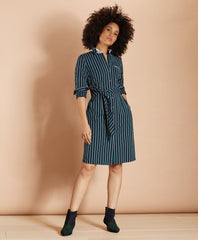 Brooks Brothers Women Striped Cotton Dobby Shirt Dress