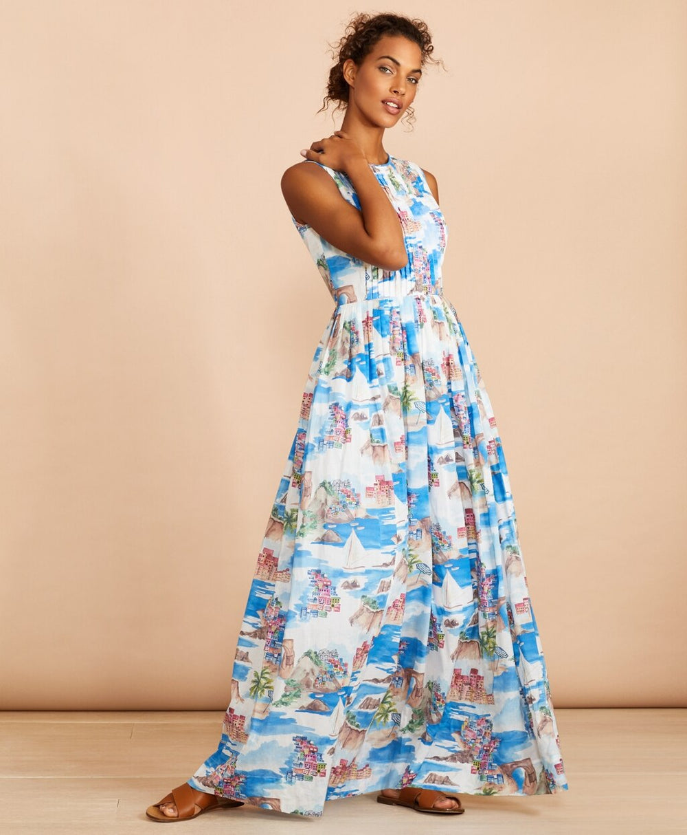 Brooks Brothers Women Costal-Print Cotton Maxi Dress