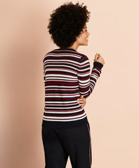 Brooks Brothers Women Striped Pointelle Cotton Sweater