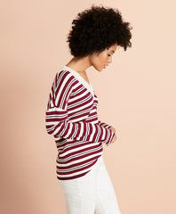 Brooks Brothers Women Striped V-Neck Oversized Sweater
