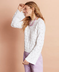 Brooks Brothers Women Cotton Pointelle Sweater