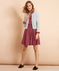 Brooks Brothers Women Wool-Cotton Cable-Knit Cropped Cardigan