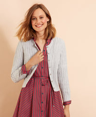 Brooks Brothers Women Wool-Cotton Cable-Knit Cropped Cardigan