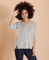Brooks Brothers Women Merino Wool Pointelle-Detail V-Neck Sweater