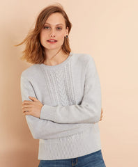 Brooks Brothers Women Wool-Cotton Cable-Knit Sweater