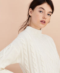 Brooks Brothers Women Stretch Merino Wool Cable-Knit Sweater