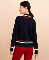 Brooks Brothers Women Logo-Embroidered Cotton Tennis Sweater