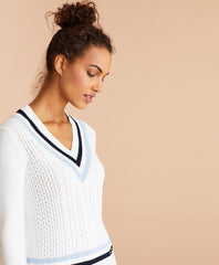 Brooks Brothers Women Logo-Embroidered Cotton Tennis Sweater